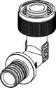 Schnelladapter von TECE mit 90-Grad-Winkel und einem Anschluss zur Verbindung von Rohren. Gezeigt ist das Profil des Adapters in skizzierter Form.